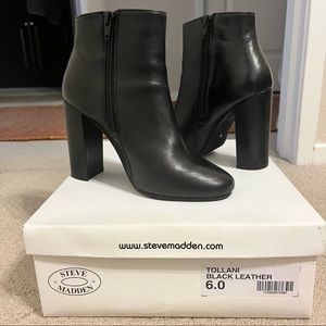 Steve Madden Black Leather Booties